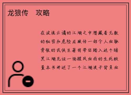 龙狼传   攻略